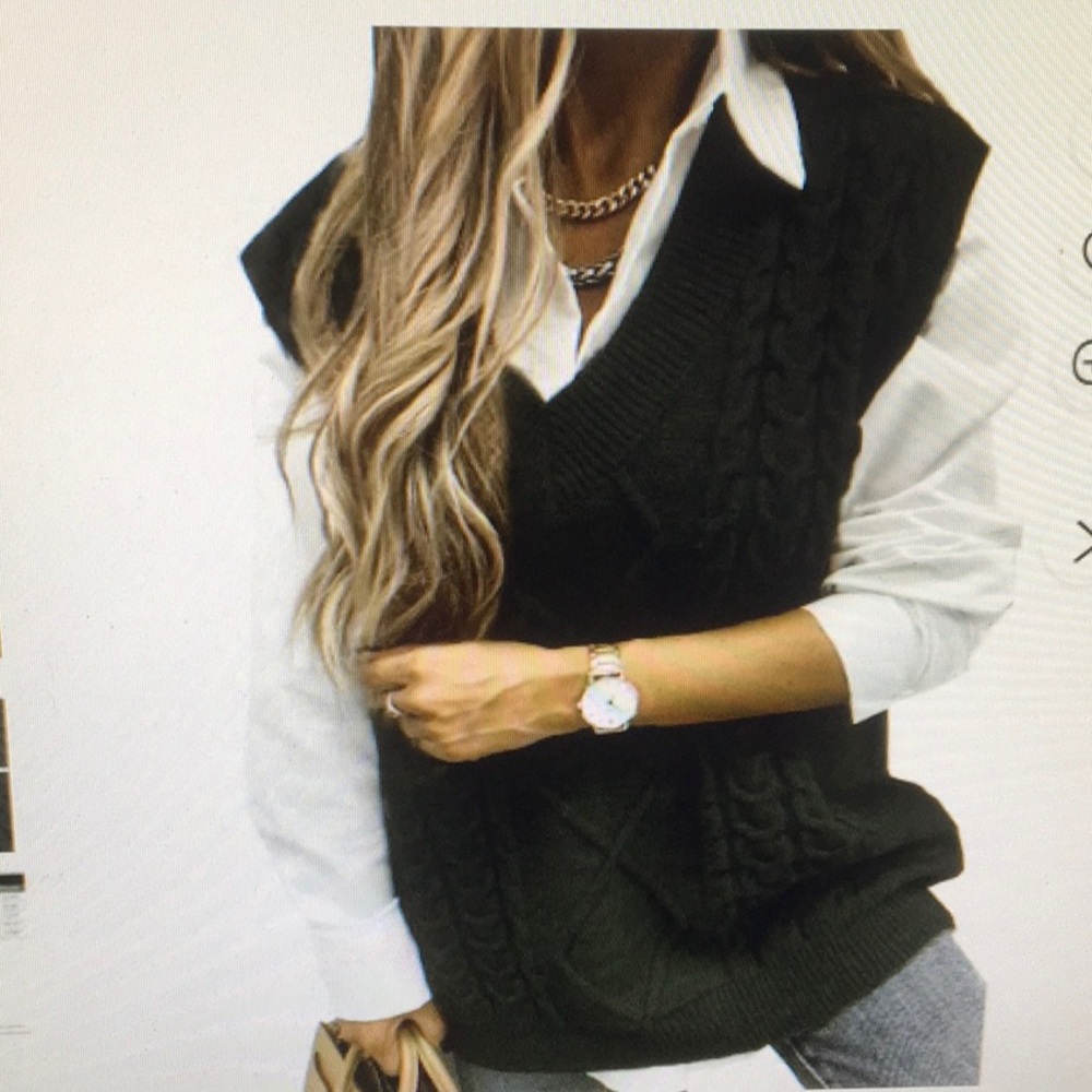 VINTAGE CLASSIC/ BLACK FISHERMAN’S BRAID CABLE KNIT VEST